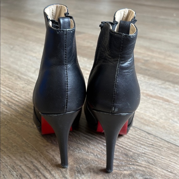 Christian Louboutin Fannylove 120 Black Leather High Heel Platform Ankle Boot - Picture 4 of 7